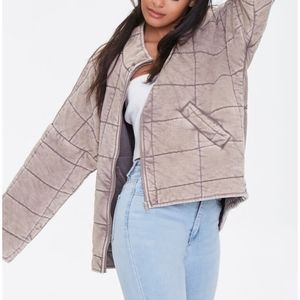 Forever 21 Quilted Zip Up Grey Jacket | Size: M